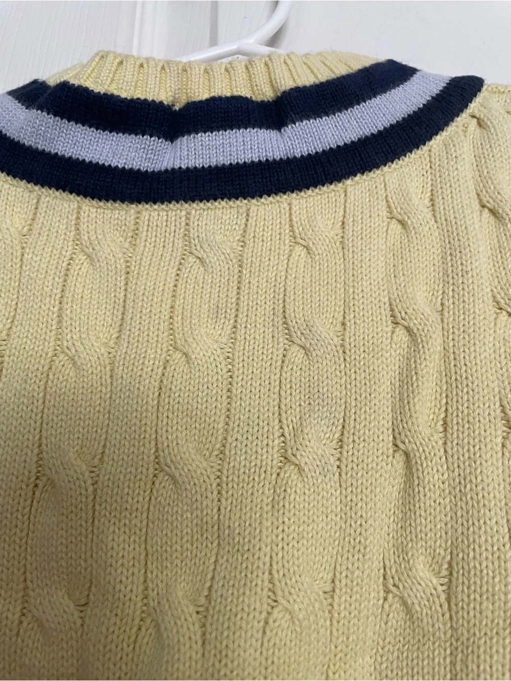 Polo by Ralph Lauren 100% Cotton Boys sz 4 Yellow Cable-Knit V-Neck Sweater Vest